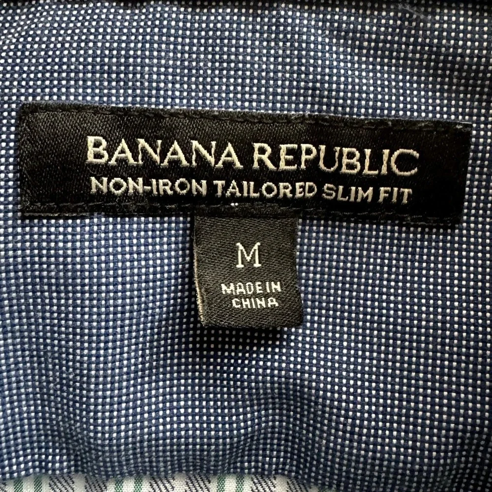 Banana Republic Men's Non‎ Iron Tailored Slim Fit Stripe Dress Shirt Size Medium